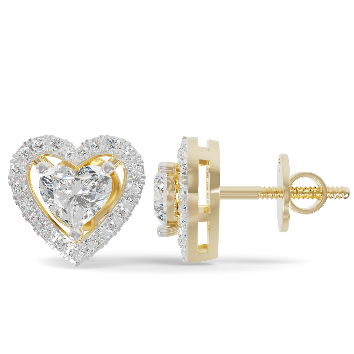 Guru Jewel's Heart Shaped Fancy Diamond Studded Alluring Silver Earrings For Her