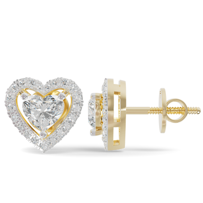 Guru Jewel's Heart Shaped Fancy Diamond Studded Alluring Silver Earrings For Her