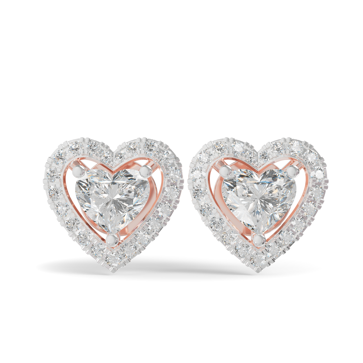 Guru Jewel's Heart Shaped Fancy Diamond Studded Alluring Silver Earrings For Her