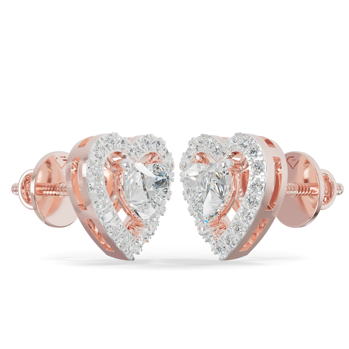 Guru Jewel's Heart Shaped Fancy Diamond Studded Alluring Silver Earrings For Her