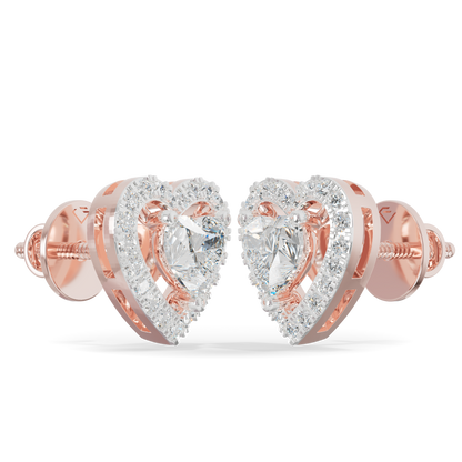 Guru Jewel's Heart Shaped Fancy Diamond Studded Alluring Silver Earrings For Her