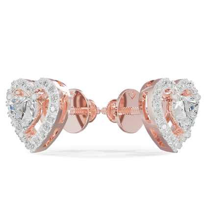 Guru Jewel's Heart Shaped Fancy Diamond Studded Alluring Silver Earrings For Her