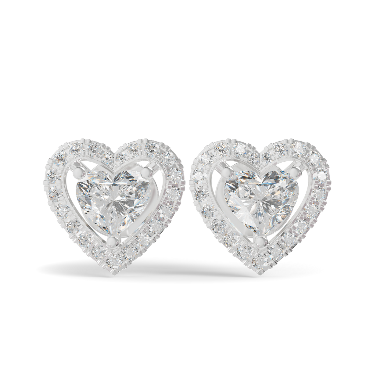 Guru Jewel's Heart Shaped Fancy Diamond Studded Alluring Silver Earrings For Her