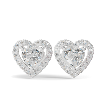 Guru Jewel's Heart Shaped Fancy Diamond Studded Alluring Silver Earrings For Her