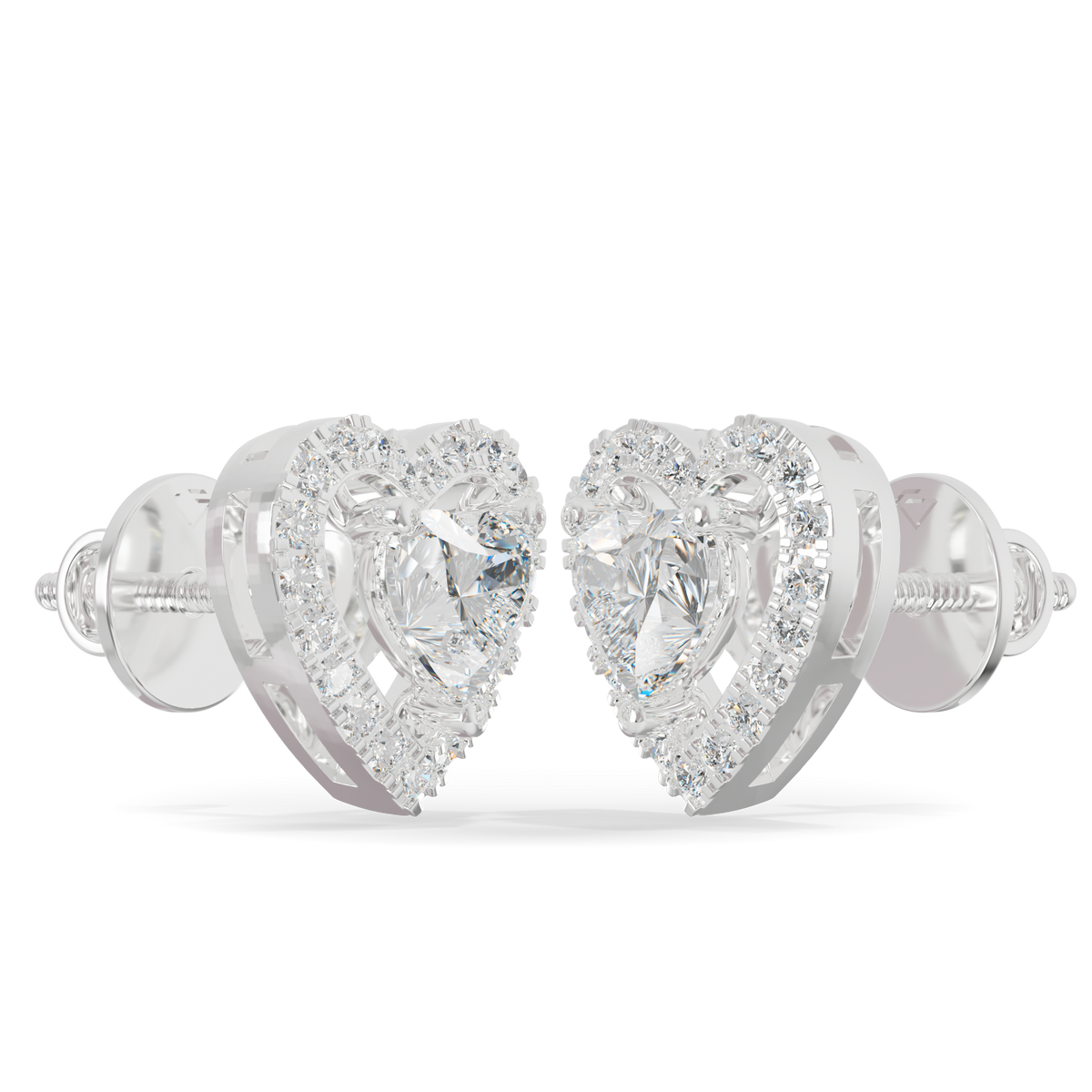 Guru Jewel's Heart Shaped Fancy Diamond Studded Alluring Silver Earrings For Her