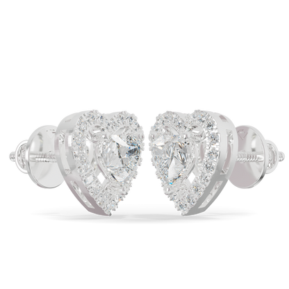 Guru Jewel's Heart Shaped Fancy Diamond Studded Alluring Silver Earrings For Her