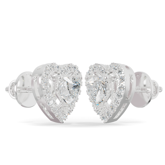 Guru Jewel's Heart Shaped Fancy Diamond Studded Alluring Silver Earrings For Her