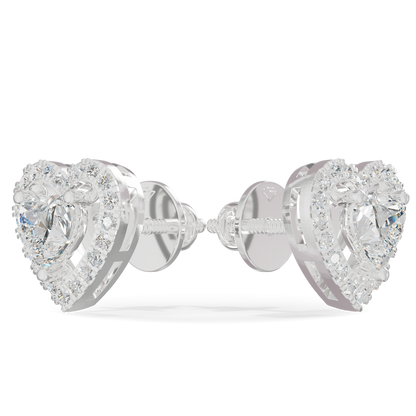 Guru Jewel's Heart Shaped Fancy Diamond Studded Alluring Silver Earrings For Her