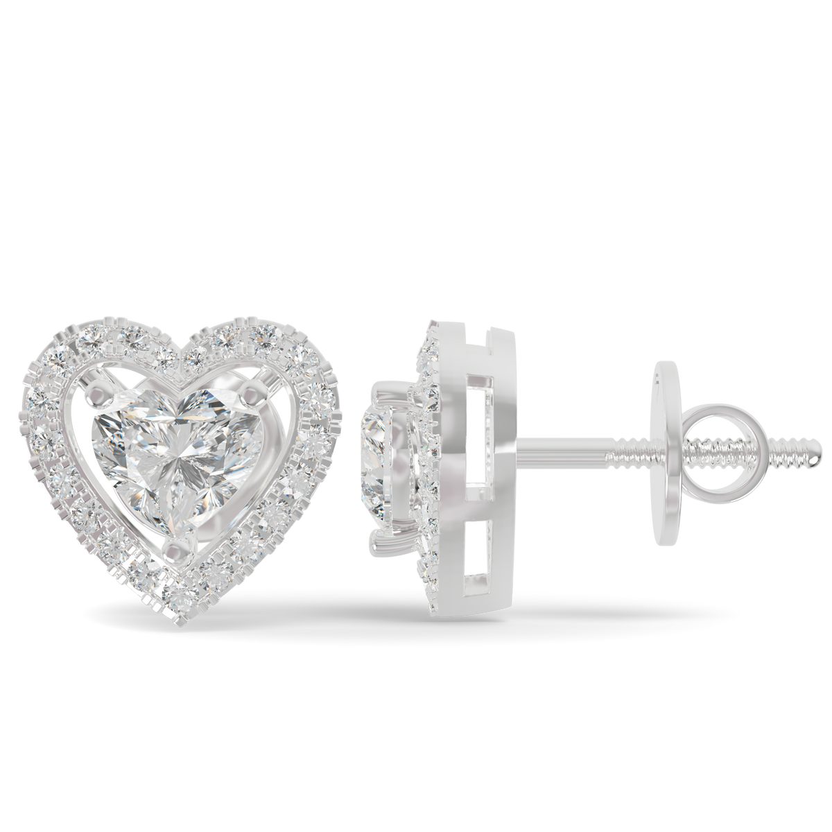 Guru Jewel's Heart Shaped Fancy Diamond Studded Alluring Silver Earrings For Her