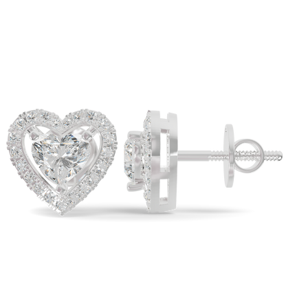 Guru Jewel's Heart Shaped Fancy Diamond Studded Alluring Silver Earrings For Her