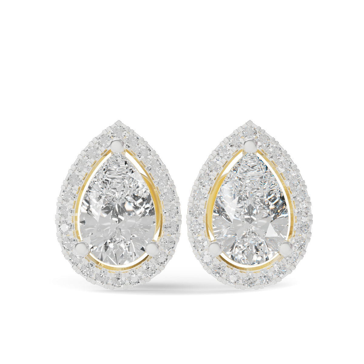 Guru Jewel's Pear Shaped Fancy Diamond Studded Impressive Silver Earrings For Her