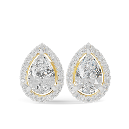 Guru Jewel's Pear Shaped Fancy Diamond Studded Impressive Silver Earrings For Her