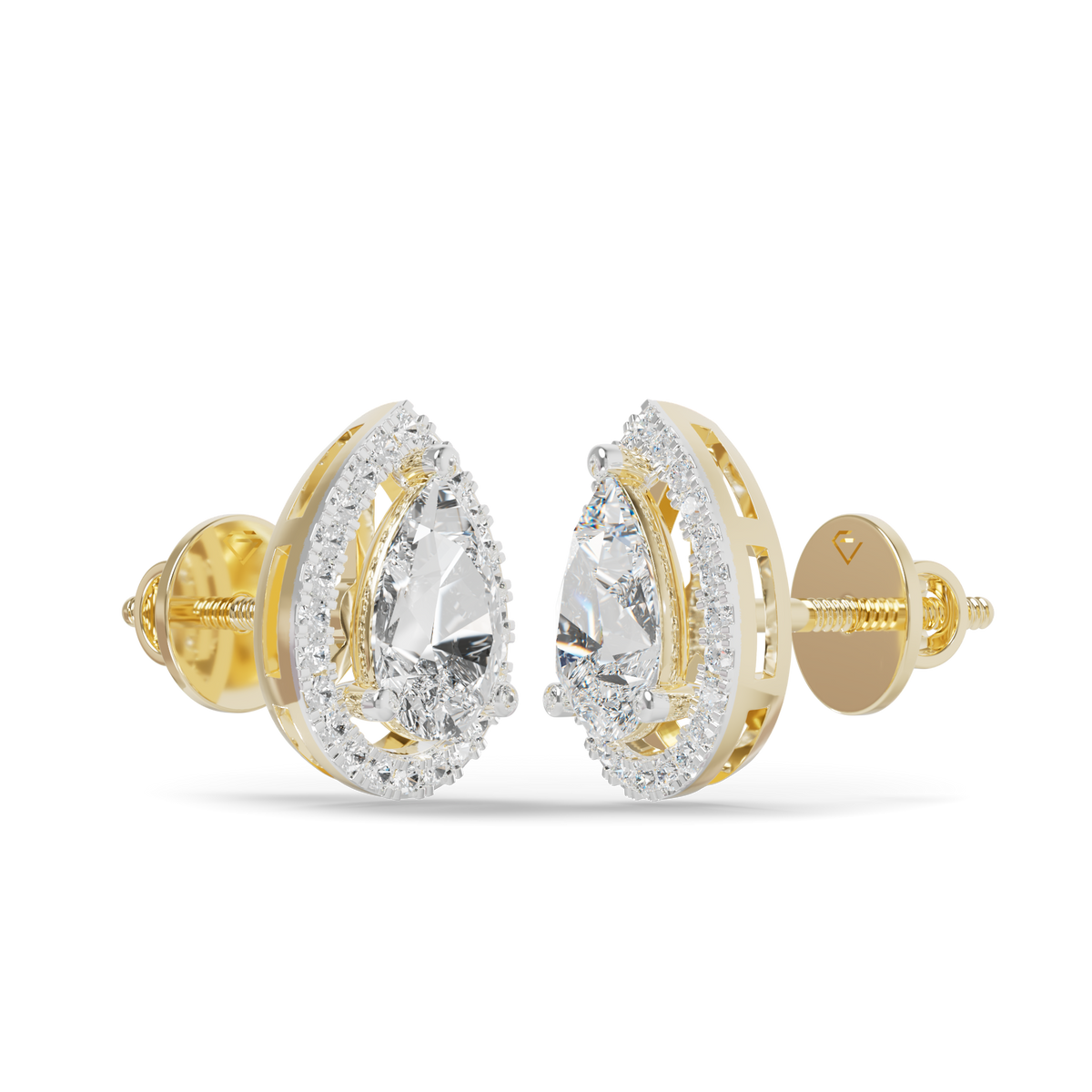 Guru Jewel's Pear Shaped Fancy Diamond Studded Impressive Silver Earrings For Her