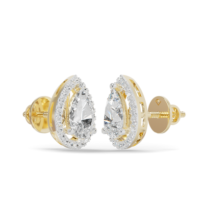 Guru Jewel's Pear Shaped Fancy Diamond Studded Impressive Silver Earrings For Her