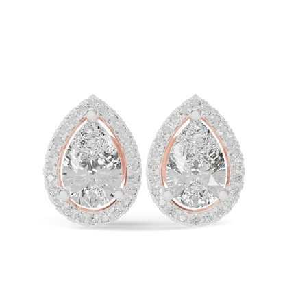 Guru Jewel's Pear Shaped Fancy Diamond Studded Impressive Silver Earrings For Her