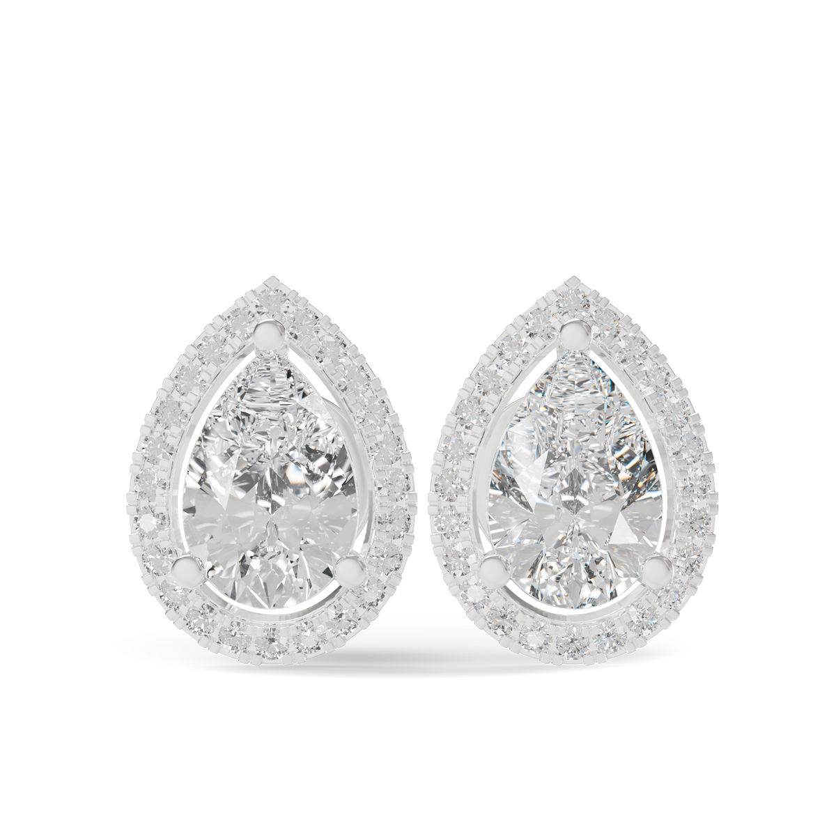 Guru Jewel's Pear Shaped Fancy Diamond Studded Impressive Silver Earrings For Her