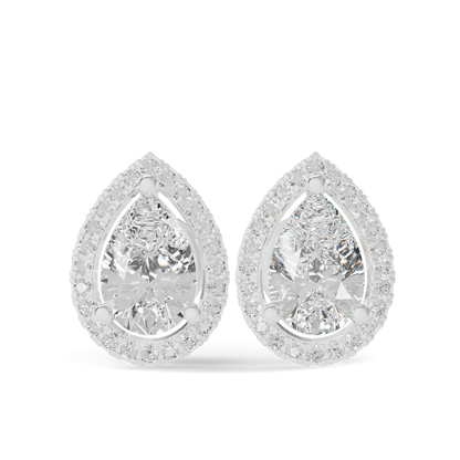 Guru Jewel's Pear Shaped Fancy Diamond Studded Impressive Silver Earrings For Her