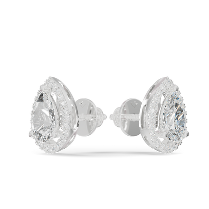 Guru Jewel's Pear Shaped Fancy Diamond Studded Impressive Silver Earrings For Her