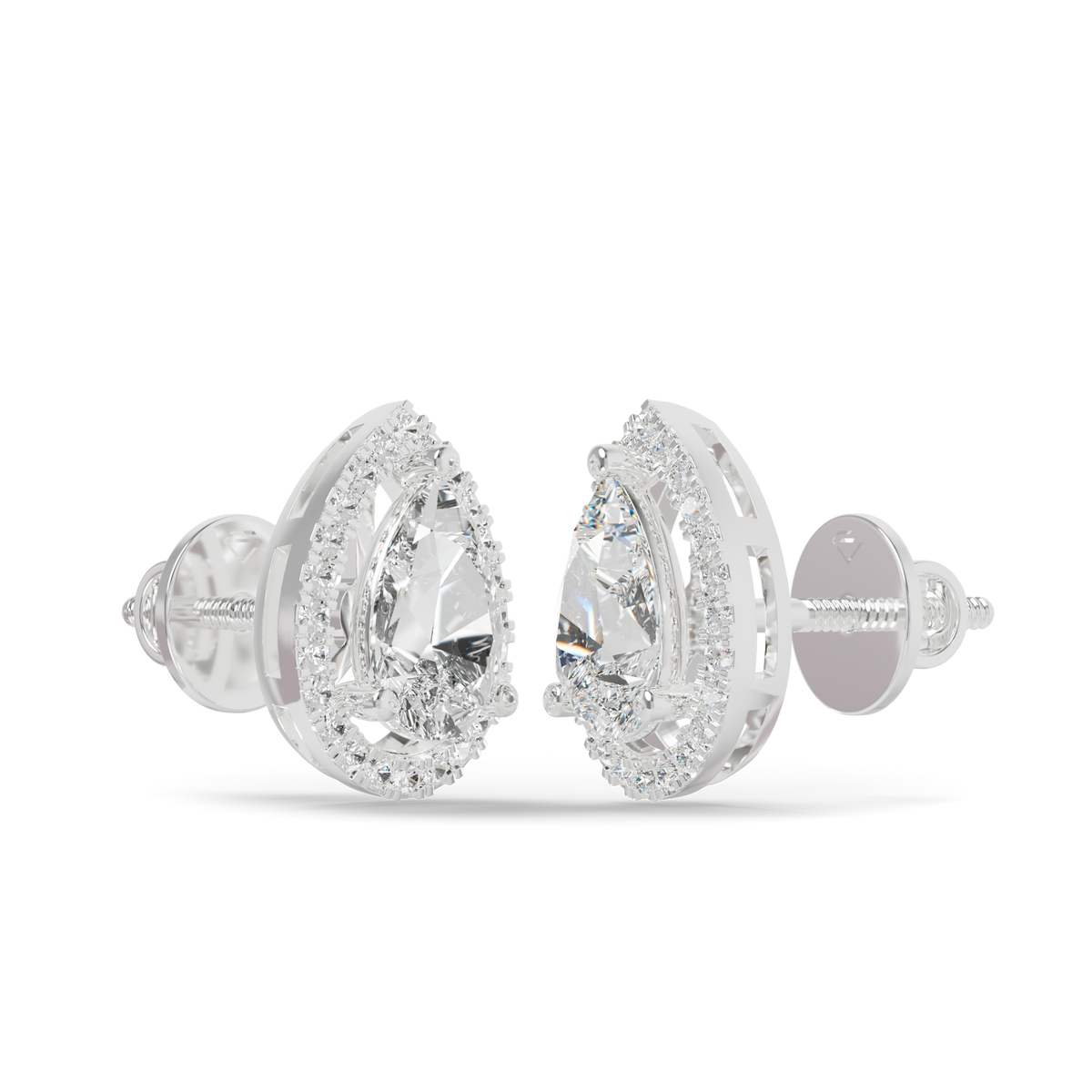 Guru Jewel's Pear Shaped Fancy Diamond Studded Impressive Silver Earrings For Her