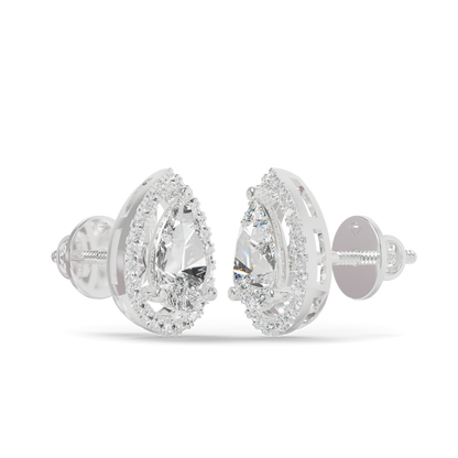 Guru Jewel's Pear Shaped Fancy Diamond Studded Impressive Silver Earrings For Her