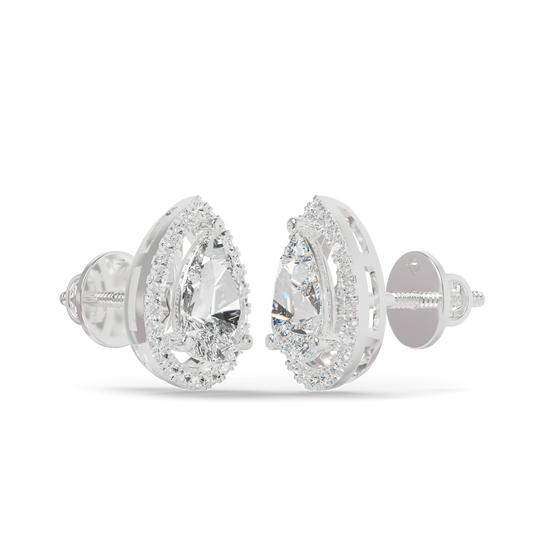 Guru Jewel's Pear Shaped Fancy Diamond Studded Impressive Silver Earrings For Her