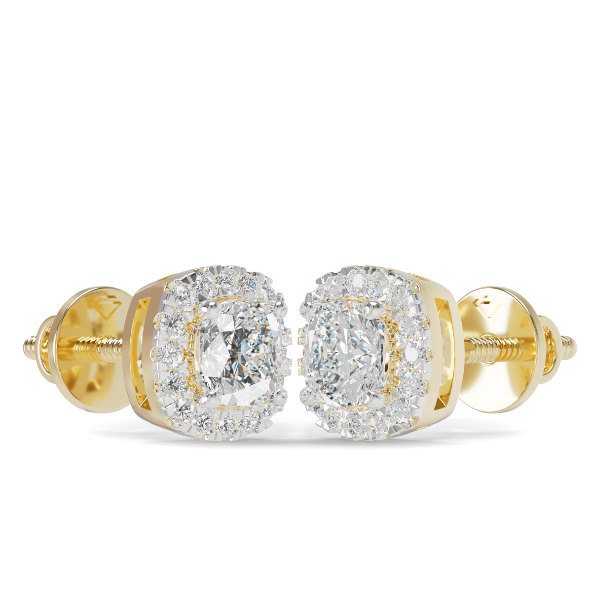 Guru Jewel's Cushion Shaped Fancy Diamond Studded Captivating Silver Earrings For Her