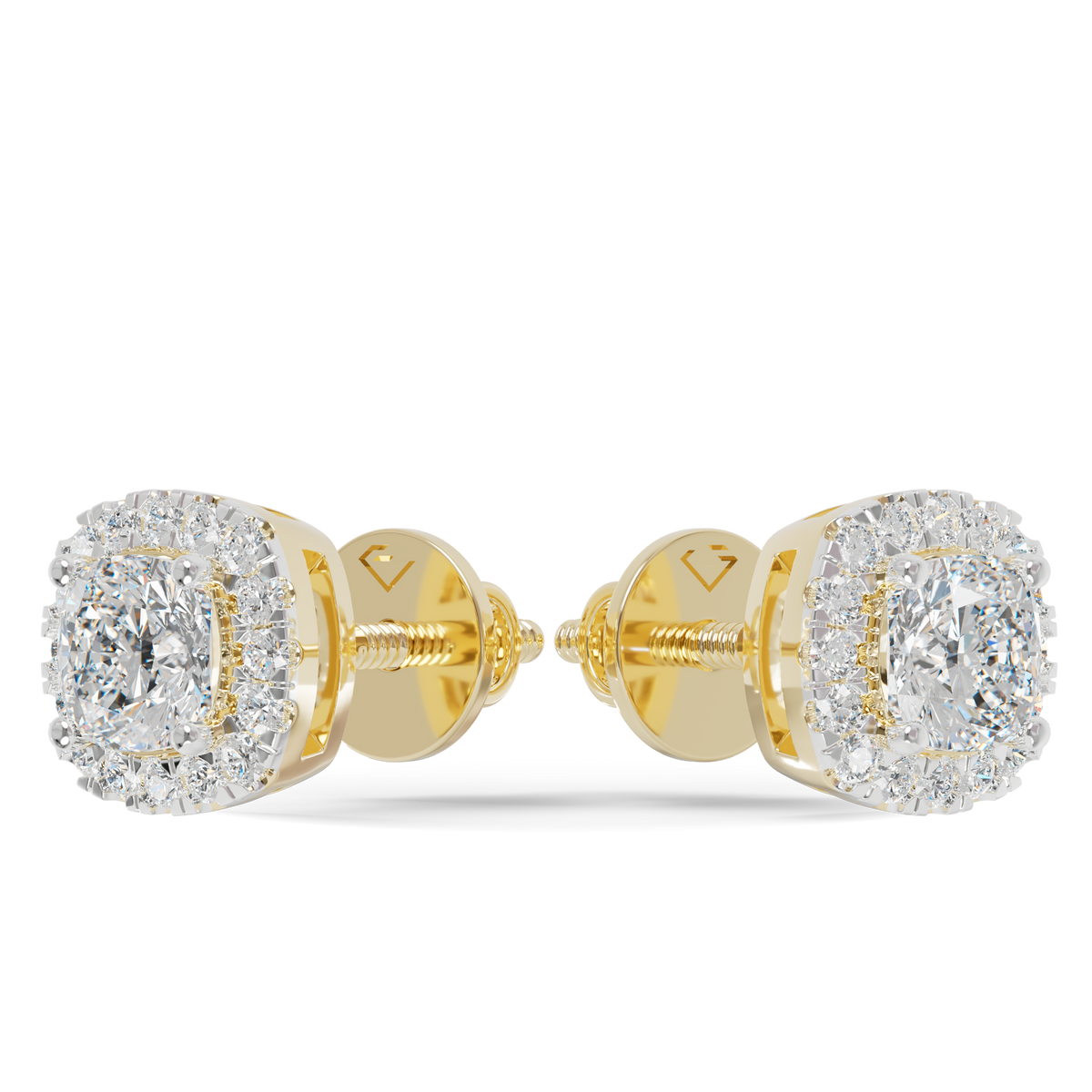 Guru Jewel's Cushion Shaped Fancy Diamond Studded Captivating Silver Earrings For Her