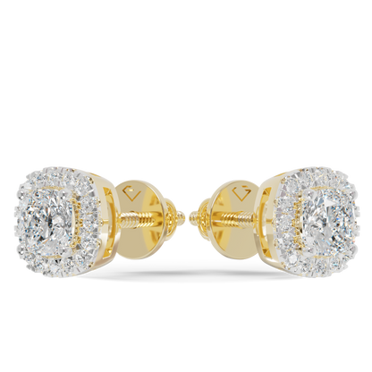 Guru Jewel's Cushion Shaped Fancy Diamond Studded Captivating Silver Earrings For Her
