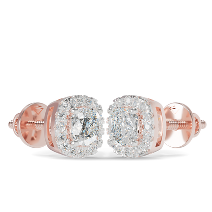 Guru Jewel's Cushion Shaped Fancy Diamond Studded Captivating Silver Earrings For Her