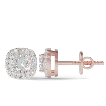 Guru Jewel's Cushion Shaped Fancy Diamond Studded Captivating Silver Earrings For Her