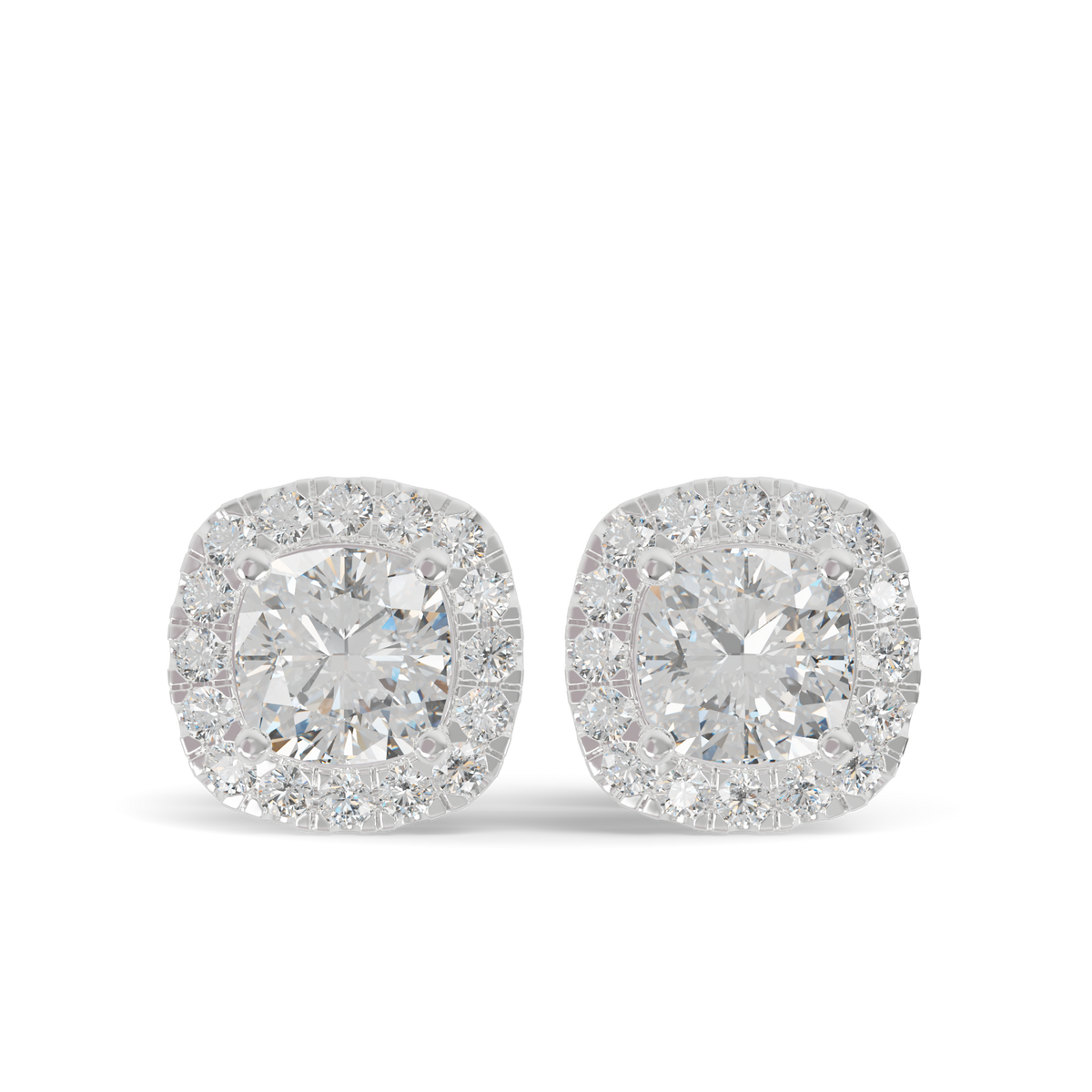 Guru Jewel's Cushion Shaped Fancy Diamond Studded Captivating Silver Earrings For Her
