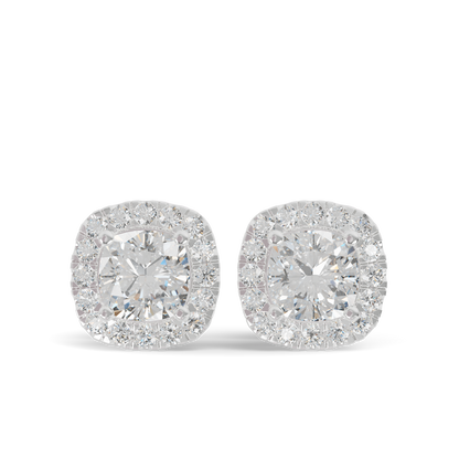 Guru Jewel's Cushion Shaped Fancy Diamond Studded Captivating Silver Earrings For Her
