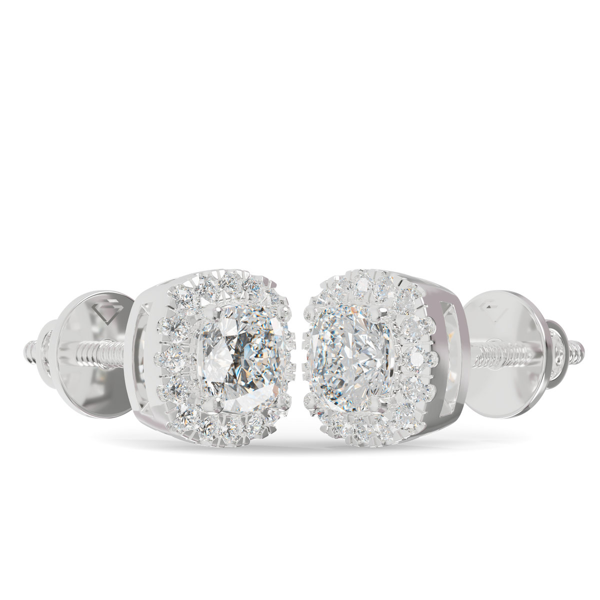 Guru Jewel's Cushion Shaped Fancy Diamond Studded Captivating Silver Earrings For Her