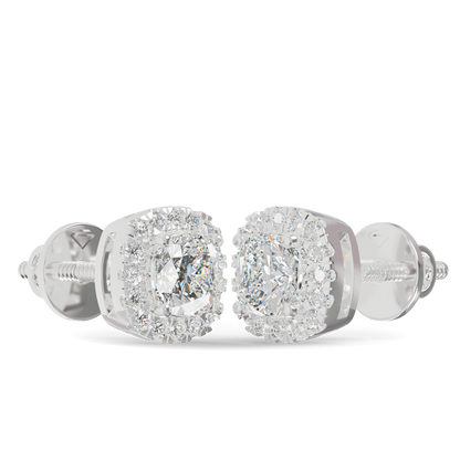 Guru Jewel's Cushion Shaped Fancy Diamond Studded Captivating Silver Earrings For Her