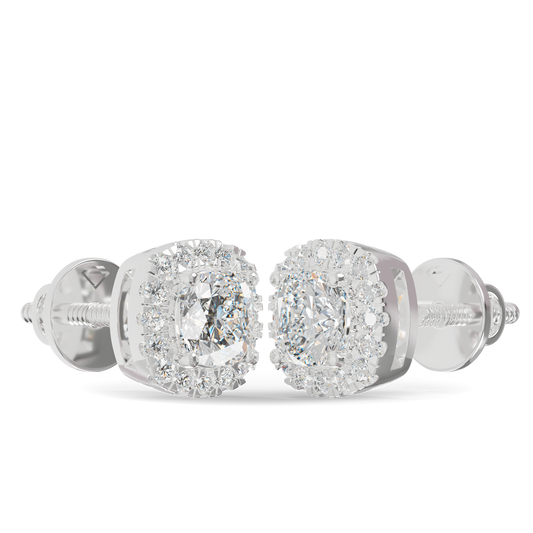 Guru Jewel's Cushion Shaped Fancy Diamond Studded Captivating Silver Earrings For Her