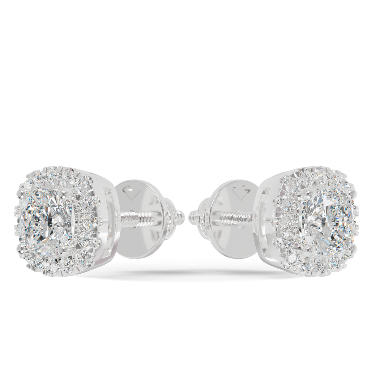 Guru Jewel's Cushion Shaped Fancy Diamond Studded Captivating Silver Earrings For Her