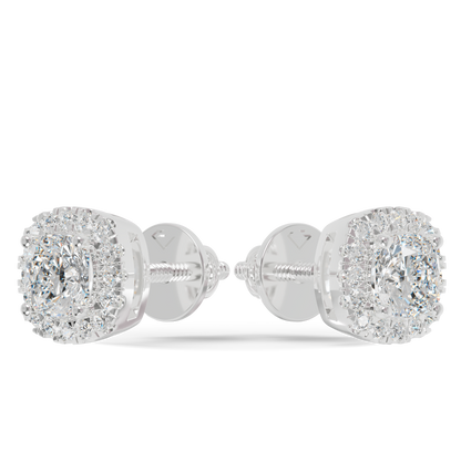 Guru Jewel's Cushion Shaped Fancy Diamond Studded Captivating Silver Earrings For Her