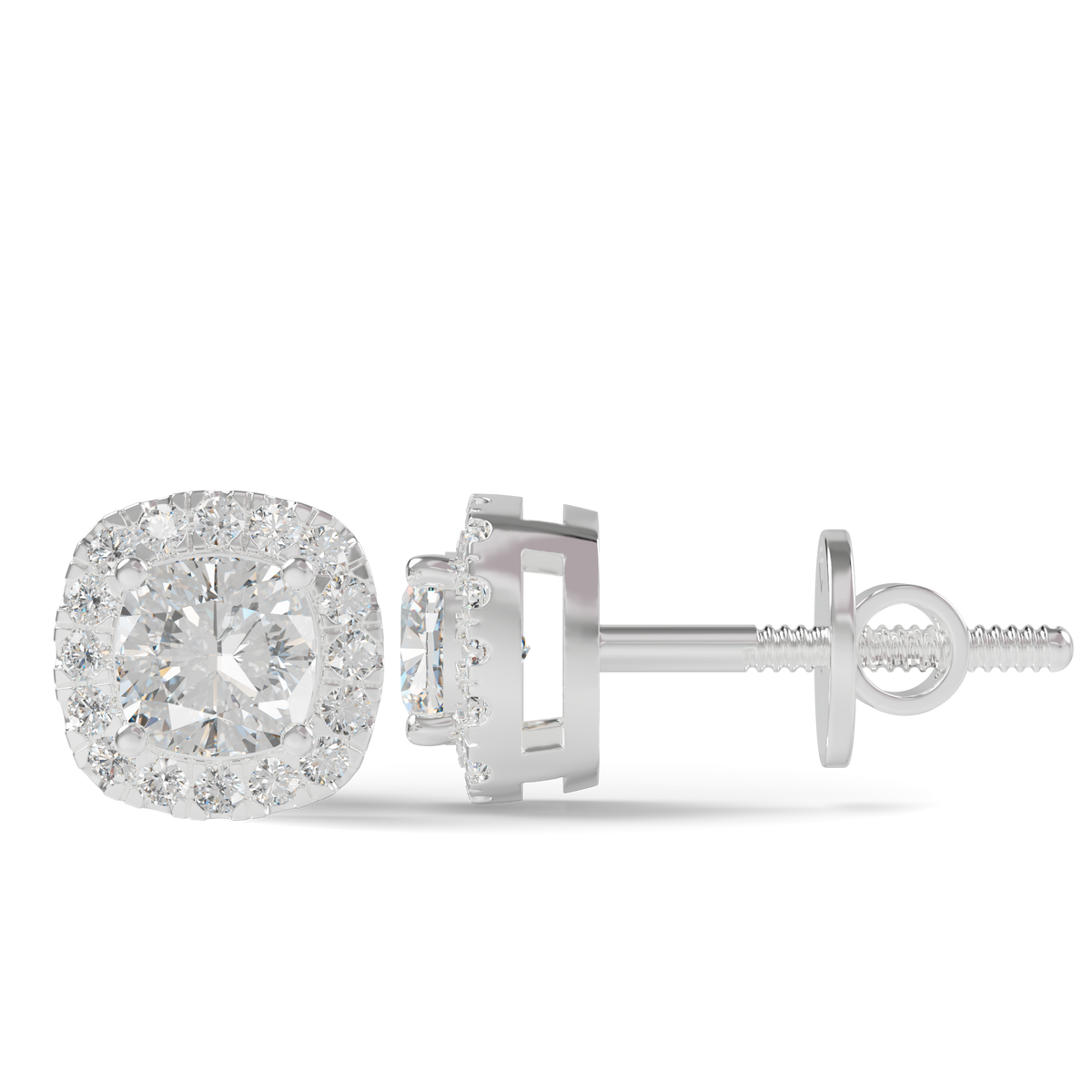 Guru Jewel's Cushion Shaped Fancy Diamond Studded Captivating Silver Earrings For Her