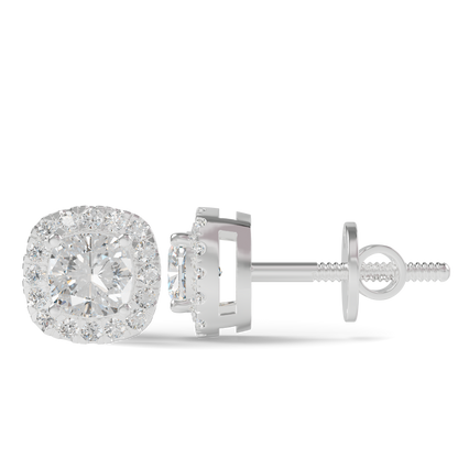 Guru Jewel's Cushion Shaped Fancy Diamond Studded Captivating Silver Earrings For Her