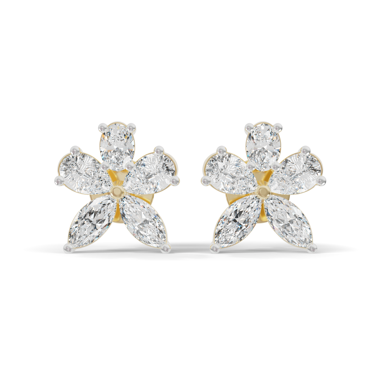 Guru Jewel's Fancy Shaped Diamond Studded Devastating Silver Earrings For Her