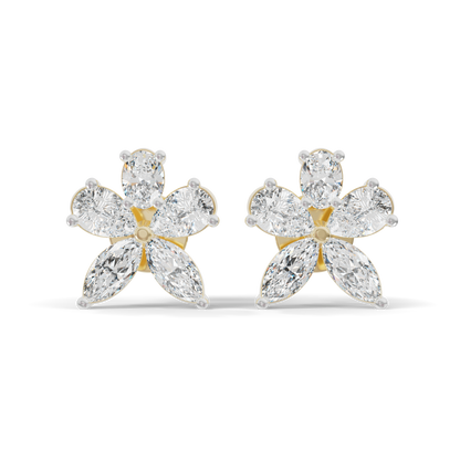 Guru Jewel's Fancy Shaped Diamond Studded Devastating Silver Earrings For Her
