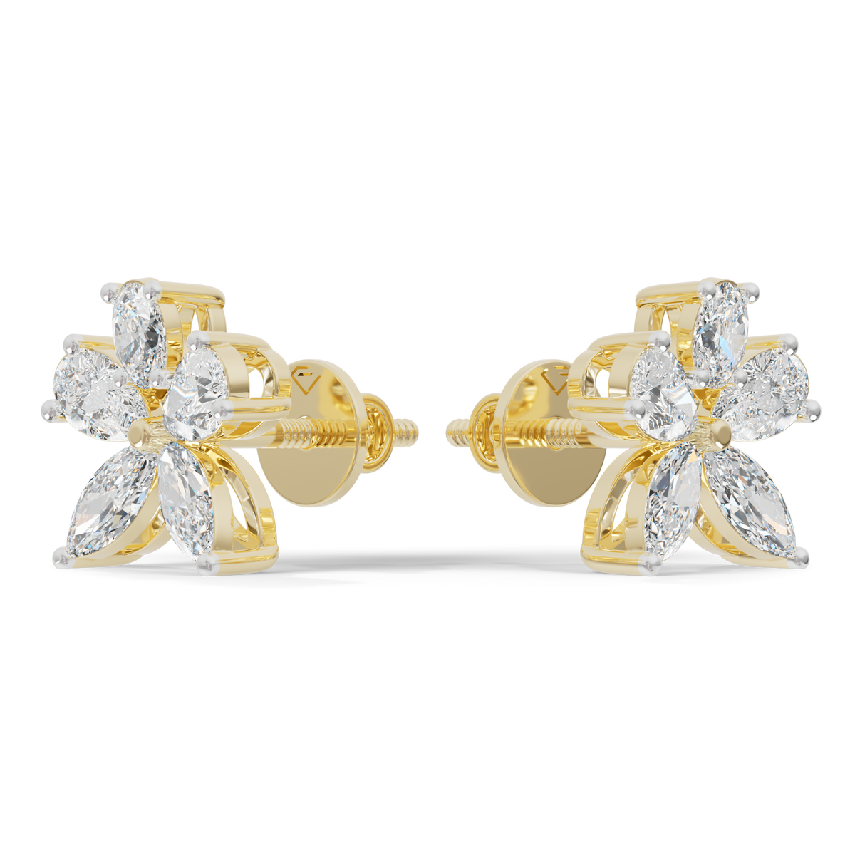 Guru Jewel's Fancy Shaped Diamond Studded Devastating Silver Earrings For Her