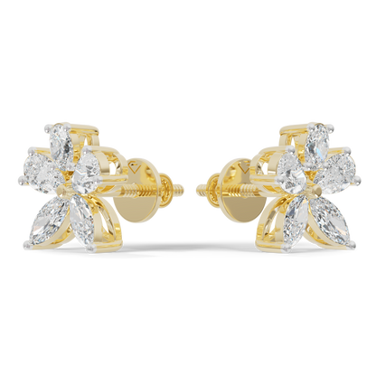 Guru Jewel's Fancy Shaped Diamond Studded Devastating Silver Earrings For Her