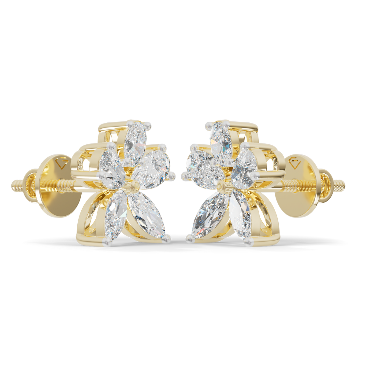 Guru Jewel's Fancy Shaped Diamond Studded Devastating Silver Earrings For Her
