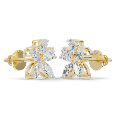 Guru Jewel's Fancy Shaped Diamond Studded Devastating Silver Earrings For Her
