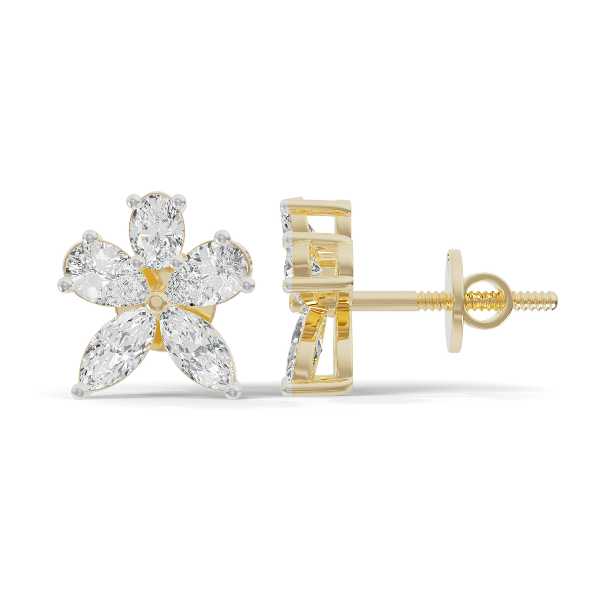 Guru Jewel's Fancy Shaped Diamond Studded Devastating Silver Earrings For Her