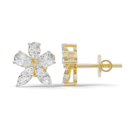 Guru Jewel's Fancy Shaped Diamond Studded Devastating Silver Earrings For Her