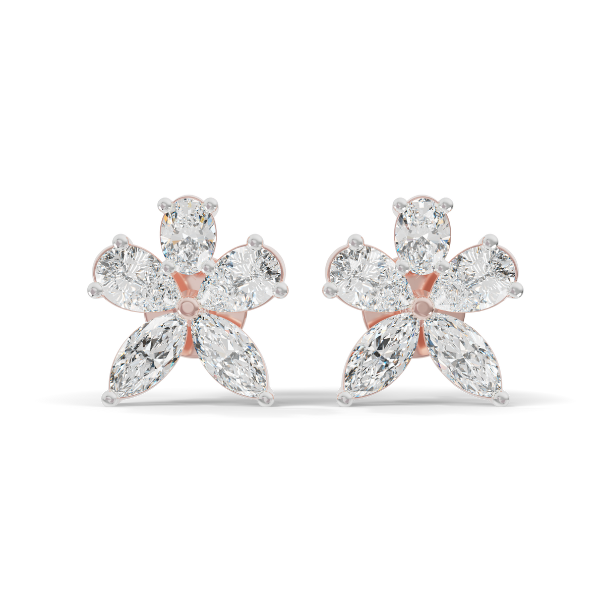 Guru Jewel's Fancy Shaped Diamond Studded Devastating Silver Earrings For Her