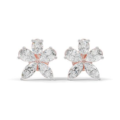 Guru Jewel's Fancy Shaped Diamond Studded Devastating Silver Earrings For Her
