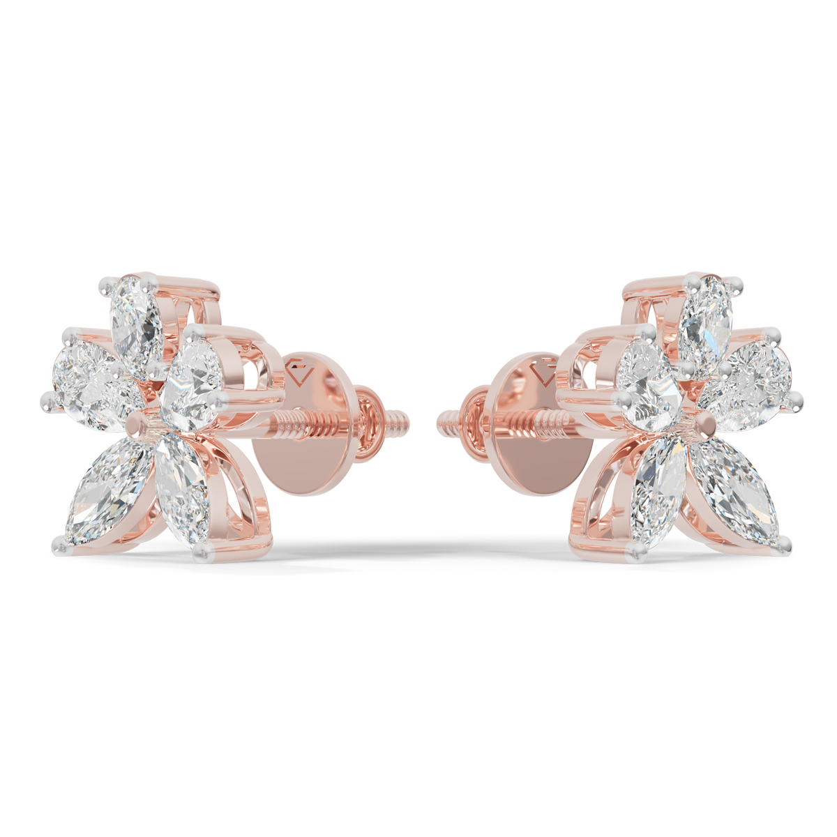 Guru Jewel's Fancy Shaped Diamond Studded Devastating Silver Earrings For Her